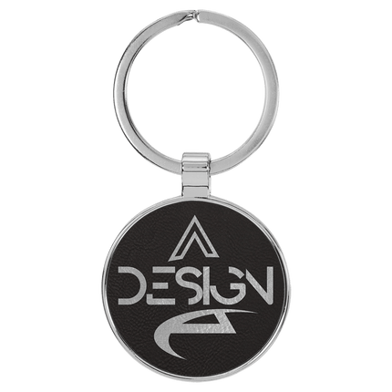 Personalized Leatherette & Metal Round Keychain