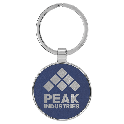 Personalized Leatherette & Metal Round Keychain