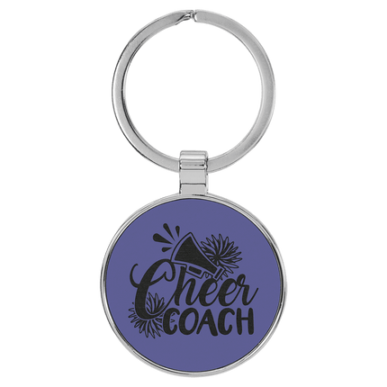 Personalized Leatherette & Metal Round Keychain