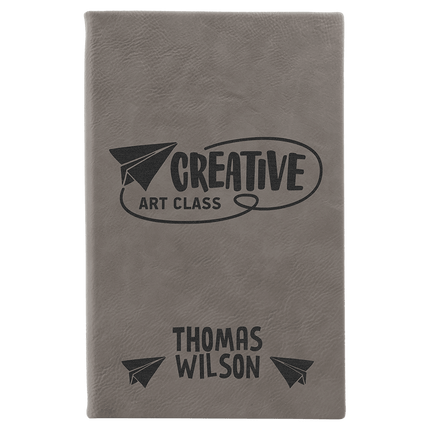 5 1/4" x 8 1/4" Laserable Leatherette Sketch Book with Unlined Notepad
