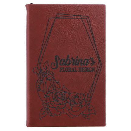 5 1/4" x 8 1/4" Laserable Leatherette Sketch Book with Unlined Notepad