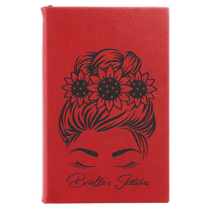 5 1/4" x 8 1/4" Laserable Leatherette Sketch Book with Unlined Notepad