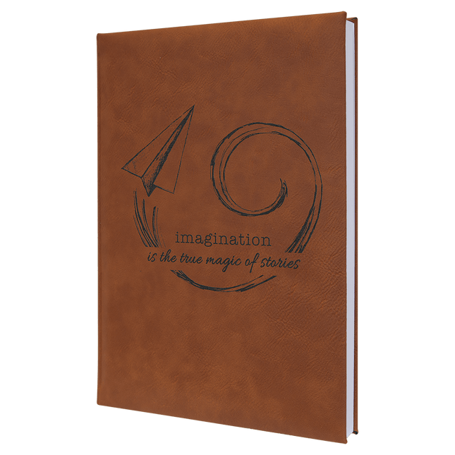Engraved Leatherette Sketch Book With Unlined Paper 7" x 9 3/4"
