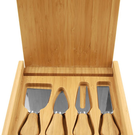 8" x 8" Bamboo Cheese Set with 4 Tools