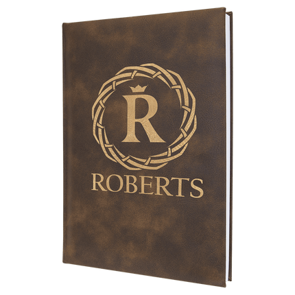 Engraved Leatherette Journal With Lined Paper 7" x 9 3/4"