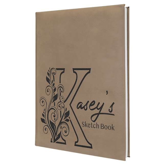 7" x 9 3/4" Laserable Leatherette Sketch Book with Unlined Notepad