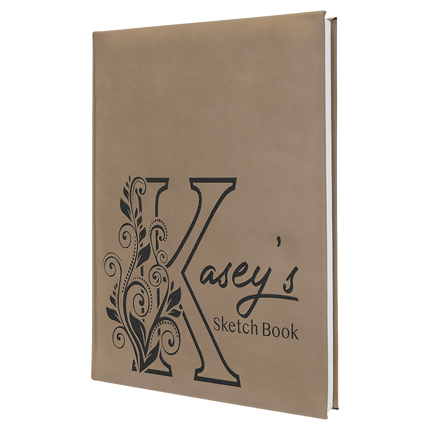 7" x 9 3/4" Laserable Leatherette Sketch Book with Unlined Notepad