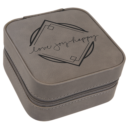 4" X 4" Laserable Leatherette Travel Jewelry Box with Tan Lining
