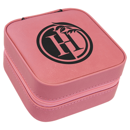 4" X 4" Laserable Leatherette Travel Jewelry Box with Tan Lining