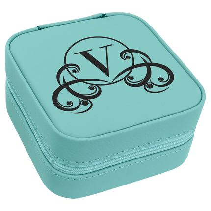 4" X 4" Laserable Leatherette Travel Jewelry Box with Tan Lining