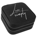 Black/Silver Laserable Leatherette Travel Jewelry Box with Black
