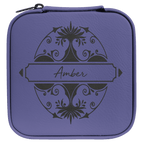 Purple/Black Laserable Leatherette Travel Jewelry Box with Black