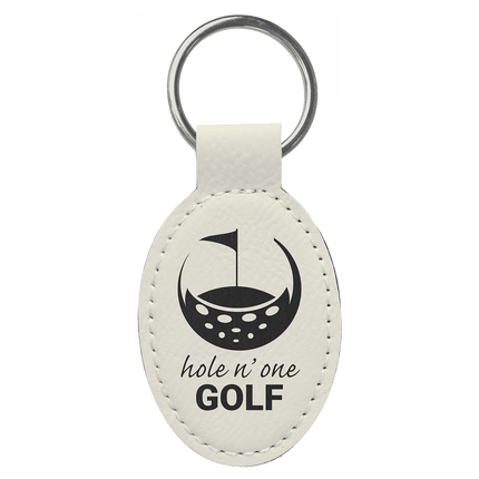 Personalized Leatherette Oval Keychain