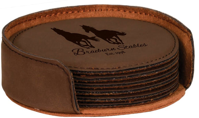 Personalized Round Leatherette 6-Coaster Set (4")