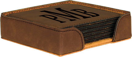 Personalized Square Leatherette 6-Coaster Set (4" x 4")