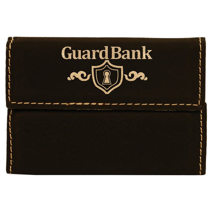 3 3/4" x 2 3/4" Laserable Leatherette Hard Business Card Holder