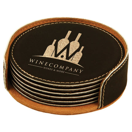 Personalized Round Leatherette 6-Coaster Set (4")