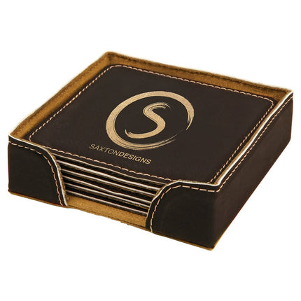Personalized Square Leatherette 6-Coaster Set (4" x 4")