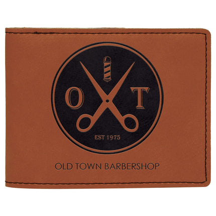 4 1/2" x 3 1/2" Laserable Leatherette Bifold Wallet