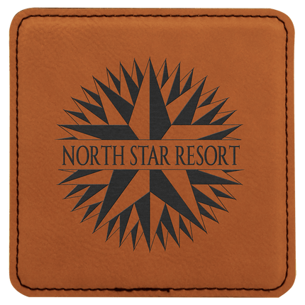 Personalized Square Leatherette 6-Coaster Set (4" x 4")
