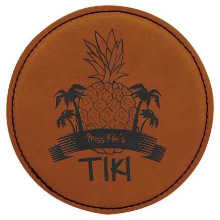 Personalized Round Leatherette 6-Coaster Set (4")