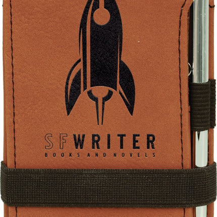 3 1/4" x 4 3/4" Laserable Leatherette Mini Notepad with Pen