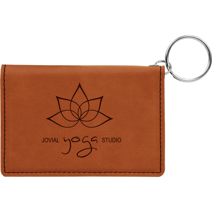 4 1/4" x 3" Laserable Leatherette Keychain ID Holder