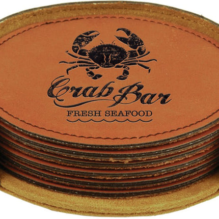 Personalized Round Leatherette 6-Coaster Set (4")