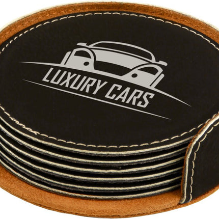 Personalized Round Leatherette 6-Coaster Set (4")