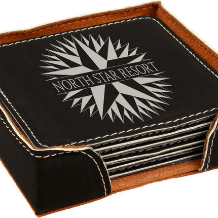 Personalized Square Leatherette 6-Coaster Set (4" x 4")