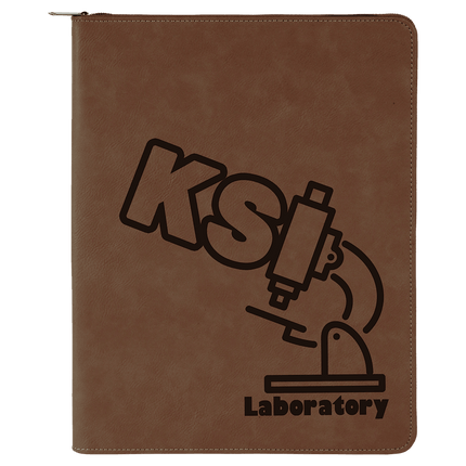 9 1/2" x 12" w/ Zipper Laserable Leatherette Portfolio with Notepad