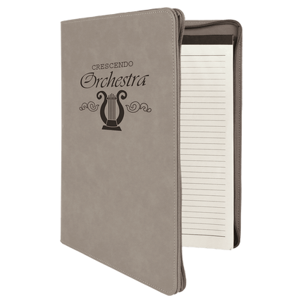 9 1/2" x 12" w/ Zipper Laserable Leatherette Portfolio with Notepad