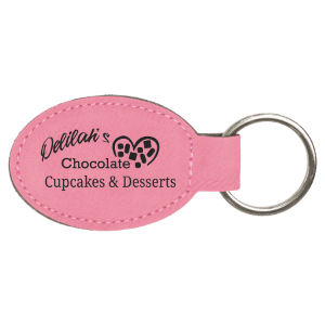 Personalized Leatherette Oval Keychain