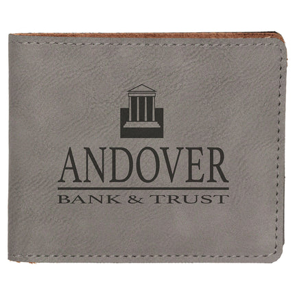 4 1/2" x 3 1/2" Laserable Leatherette Bifold Wallet