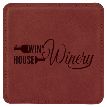Personalized Square Leatherette 6-Coaster Set (4" x 4")