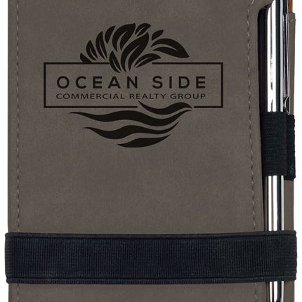 3 1/4" x 4 3/4" Laserable Leatherette Mini Notepad with Pen