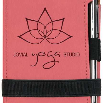 3 1/4" x 4 3/4" Laserable Leatherette Mini Notepad with Pen
