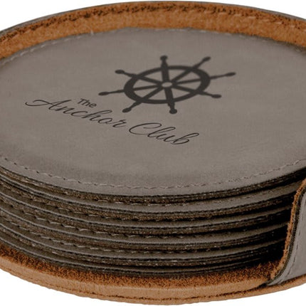 Personalized Round Leatherette 6-Coaster Set (4")