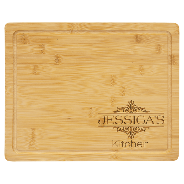 13 3/4" x 11" Bamboo Cutting Board with Drip Ring