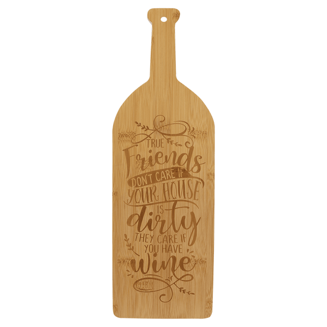 17" x 5 1/4" Bamboo Wine Bottle Cutting Board