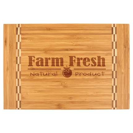 15" x 10 1/4" Bamboo Cutting Board with Butcher Block Inlay