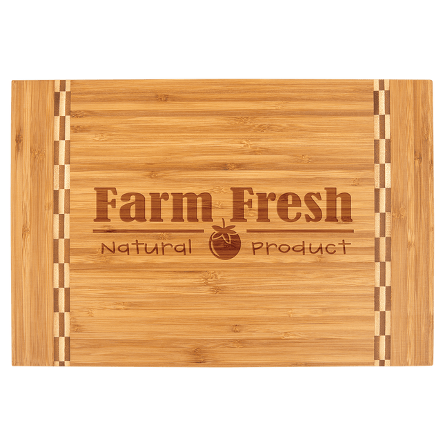 15" x 10 1/4" Bamboo Cutting Board with Butcher Block Inlay