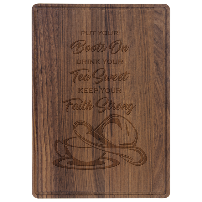 13 3/4" x 9 3/4" Walnut Cutting Board with Drip Ring