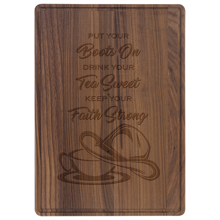 13 3/4" x 9 3/4" Walnut Cutting Board with Drip Ring