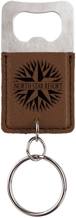 Rectangle Laserable Leatherette Bottle Opener Keychain