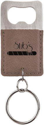 Rectangle Laserable Leatherette Bottle Opener Keychain