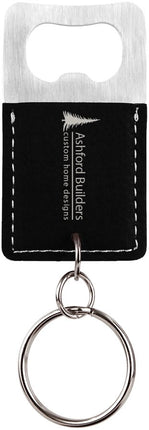 Rectangle Laserable Leatherette Bottle Opener Keychain
