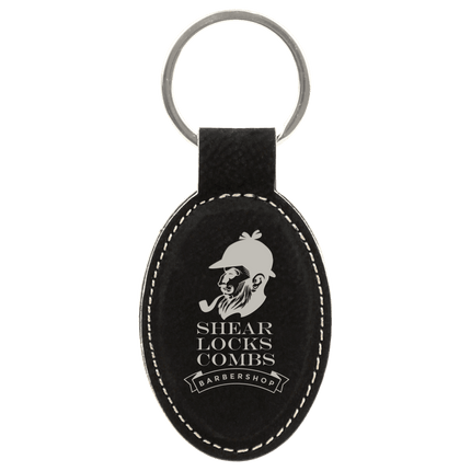 Personalized Leatherette Oval Keychain