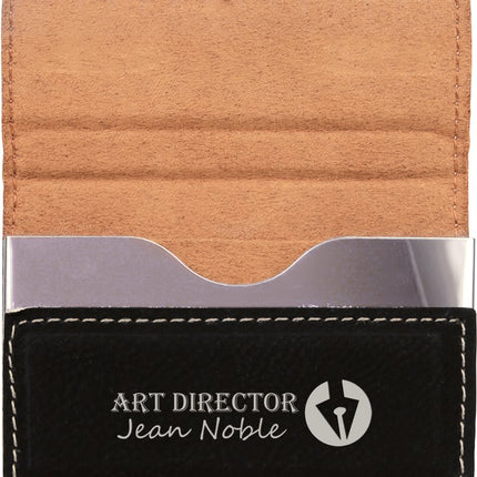 3 3/4" x 2 3/4" Laserable Leatherette Hard Business Card Holder