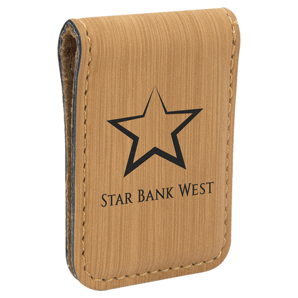 1 3/4" x 2 1/2" Laserable Leatherette Money Clip